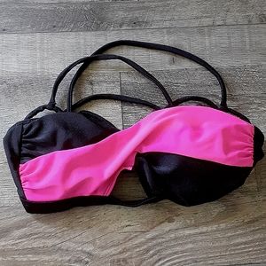 Black and magenta swim top